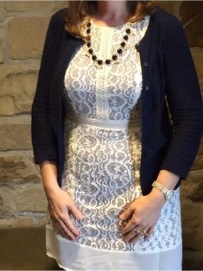 Chelsea & Violet Fully Lined Lace Dress in Cream